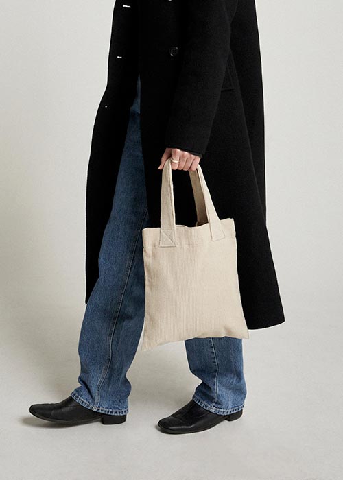 Corduroy Tote Bag in Cream